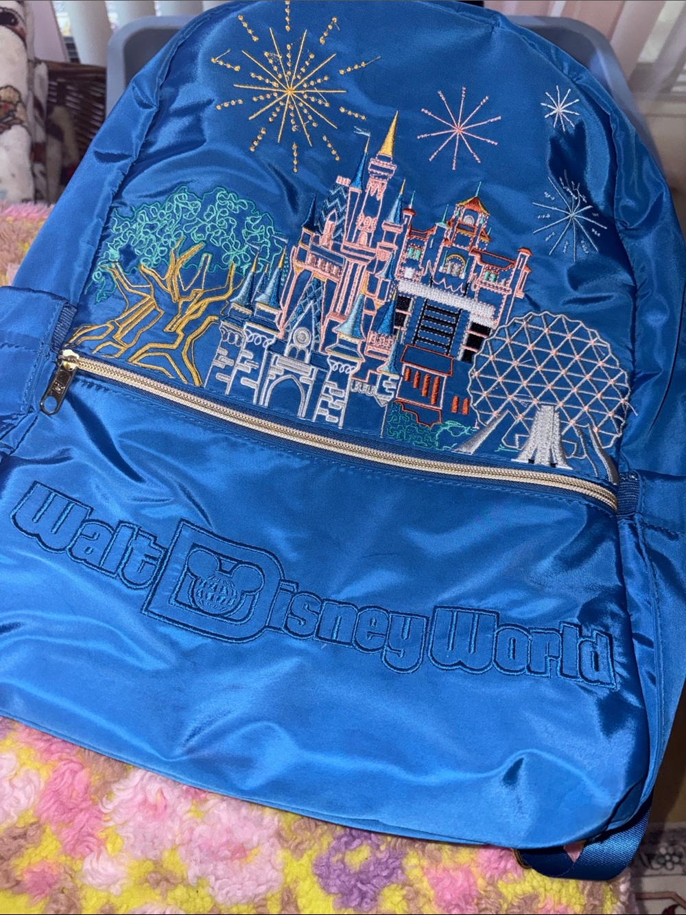 🍀 Walt Disney World Icons blue nylon backpack